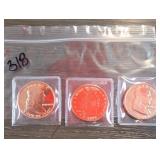 3-Coin Copper Round Group, 1983, .999 Copper