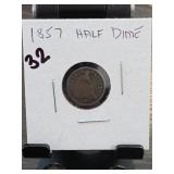 1857 Seated Liberty Half Dime, Silver