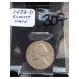 1938-D Jefferson Nickel