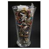 Glass Jewelry Jar With Costume Jewelry