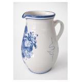 Hand-Painted Blue & White Ceramic Pitcher