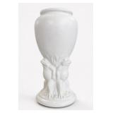 Van Briggle White Glazed Cherub Vase