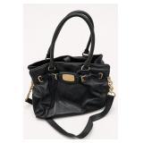 Michael Kors Black Leather Satchel Handbag
