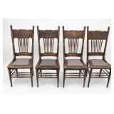 Set Of 4 Oak Pressback Spindle Chairs