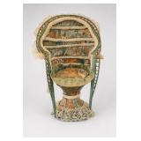 Ornate Textile-Covered Doll Chair With Lace