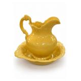Yellow Pottery Pitcher & Wash Basin Set