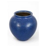 Blue Textured Ceramic Globular Vase