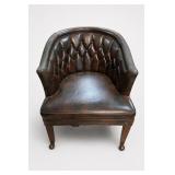 Brown Leather Tufted Club Armchair