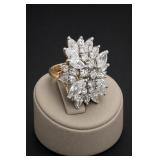 18KGE Marquise Cluster Ring, Size 7.5