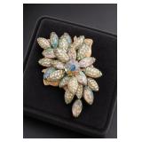 Judy Lee Molded Glass Rhinestone Brooch