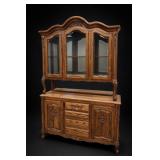 Carved Oak China Cabinet Hutch & Buffet