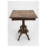 Carved Wood Antique Pedestal Side Table