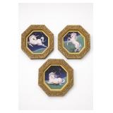 Three Unicorn Octagonal Framed Wall Plaques