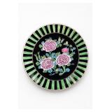 Nippon Floral Black Green Stripe Decorative Plate