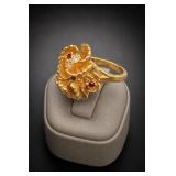 18K HGE Flower Ring Size 8