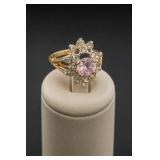 18KGE Pink Tourmaline Cluster Ring Size 6