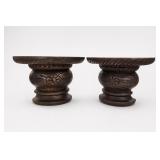 Pair Folk Art Carved Wood Wall Shelves
