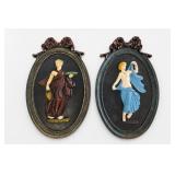 Pair Cast Iron Classical Figure Wall Medallions