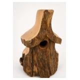 Carved Wood Tree Stump Birdhouse