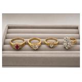 Four Gold-Tone Statement Rings