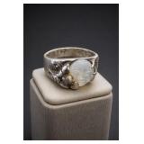 Sterling Silver Moon Face Ring, Size 8
