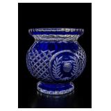 Cobalt Blue Cut Crystal Vase