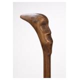 Folk Art Carved Wood Face Walking Stick