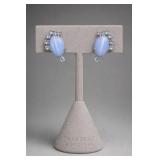 Blue Cabochon Rhinestone Earrings