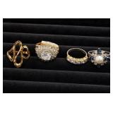 Costume Jewelry Ring Lot, 4 Pieces