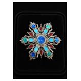 Signed ART Multicolor Enameled Brooch