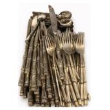 Vintage Bamboo-Pattern Flatware Lot