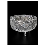 Brilliant Cut Glass Three-Footed Bowl