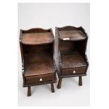 Pair Wooden Nightstands, Ethan & Wen Inscribed