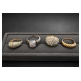 Four Mixed-Metal Pavï¿½ Rings