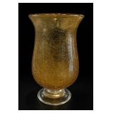 Amber Crackle Glass Flared Vase