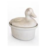 Vintage White Ceramic Duck Lidded Tureen