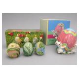 Fitz And Floyd Easter Egg Candles & Jar Set