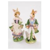 Fitz And Floyd Classics Rabbit Figurine Pair