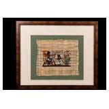 Framed Egyptian Papyrus Archer Scene Artwork