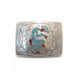 Kokopelli Chip Inlay Belt Buckle