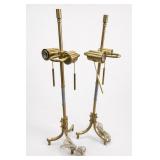 Pair of Brass Tripod Floor Lamps