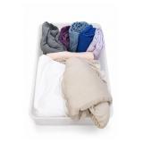 Assorted Bedding Linens In Storage Bin