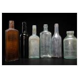 6 Embossed Medicine Bottles, Boston