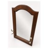 Wood Framed Wall Mirror With Coat Hooks