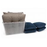 Gray And Blue Textured Pillow & Cushion Lot