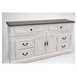 White Painted Carved Sideboard Buffet