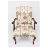 Large Scale Chinoiserie Palm Toile Arm Chair