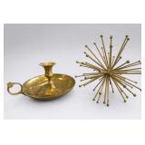 Mid-Century Brass Starburst Sculpture & Tray