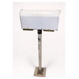 White Metal Mailbox With Post, Painted Lettering