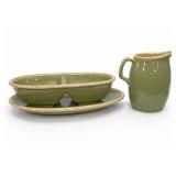 Hull Pottery Green Ceramic Serving Set